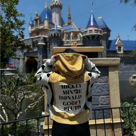Micky Mouse and friends reworked champion yellow hoodie and heart sweatshirt - Picture 1 of 8